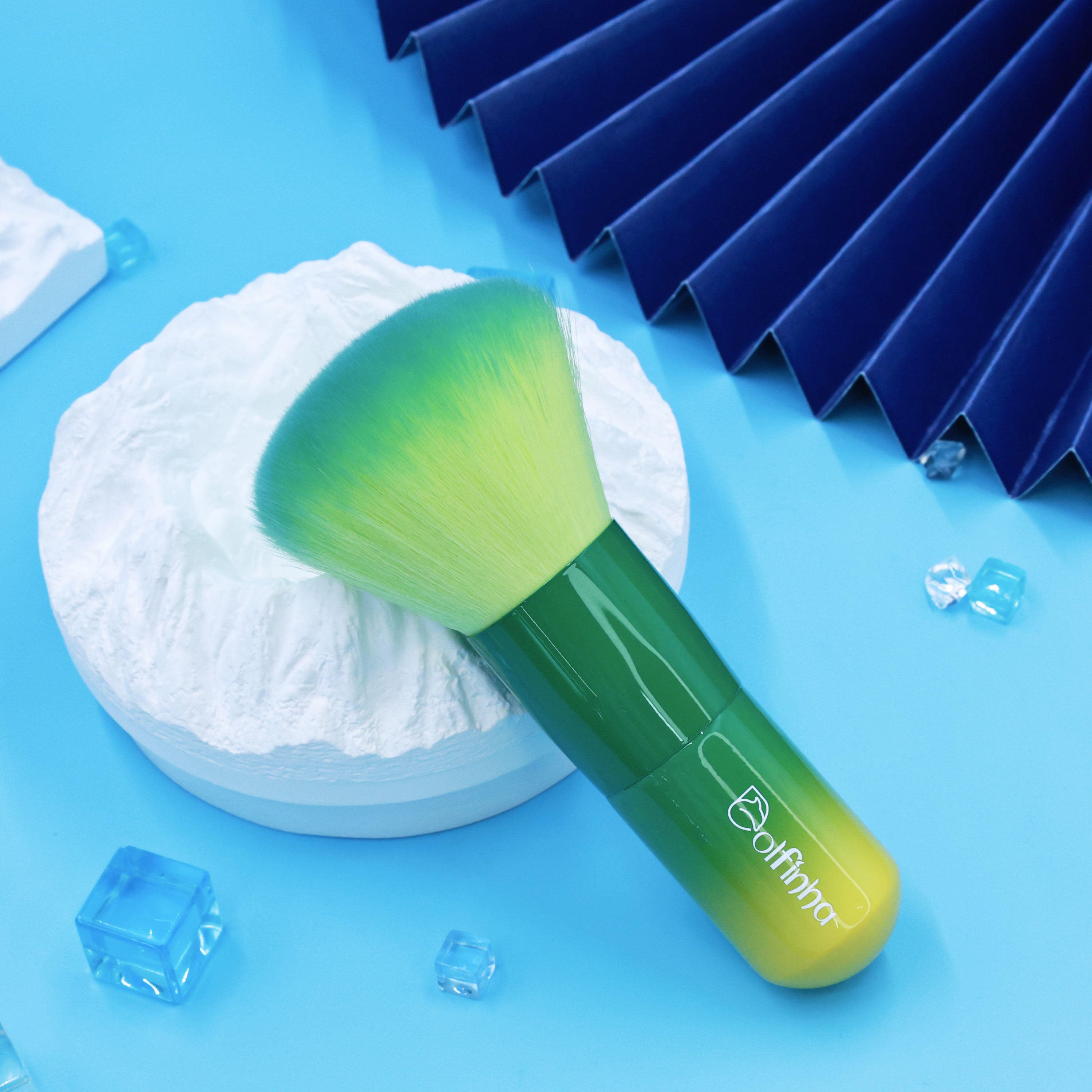 Pincel para pó gradiente verde redondo - Dolfinha