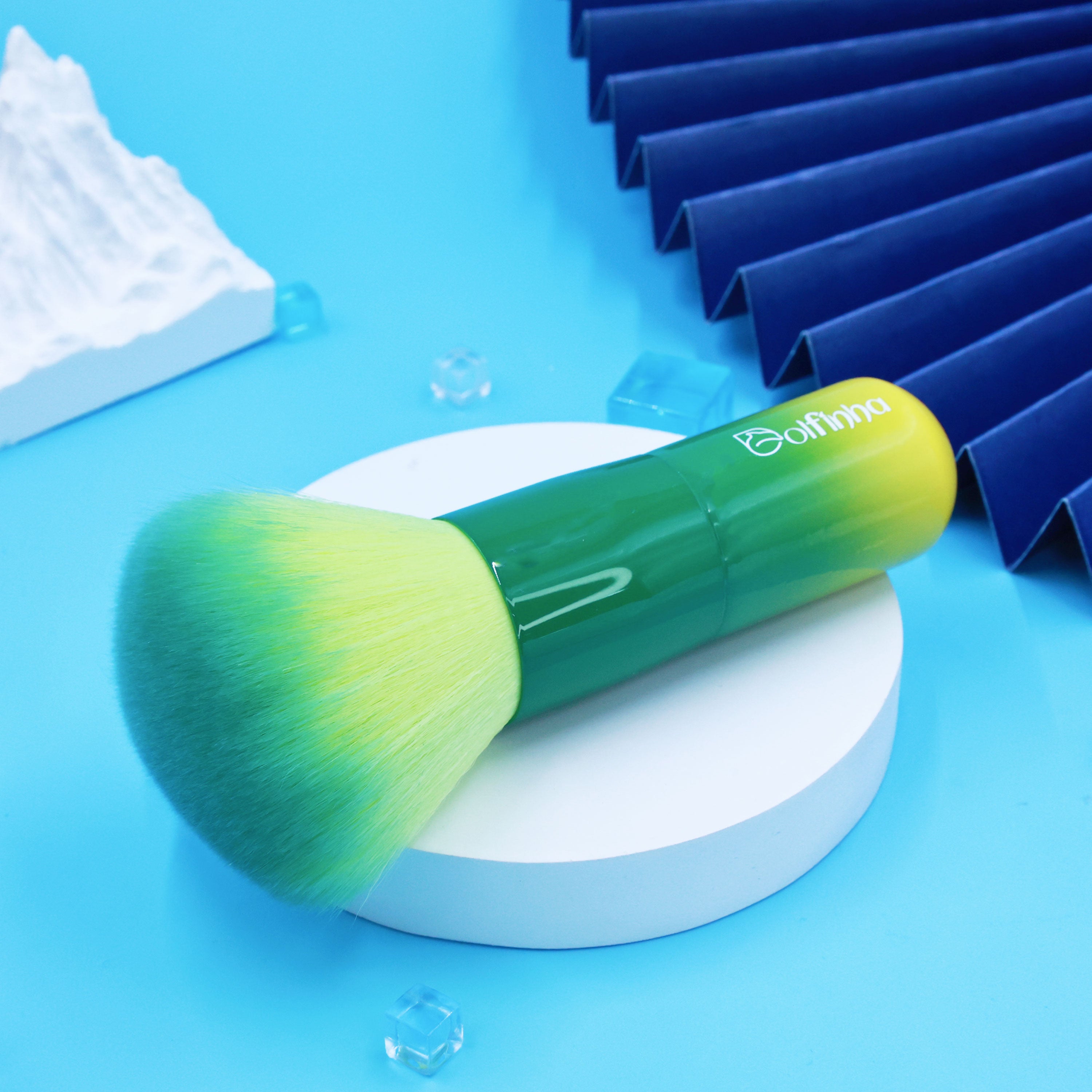 Pincel para pó gradiente verde redondo - Dolfinha