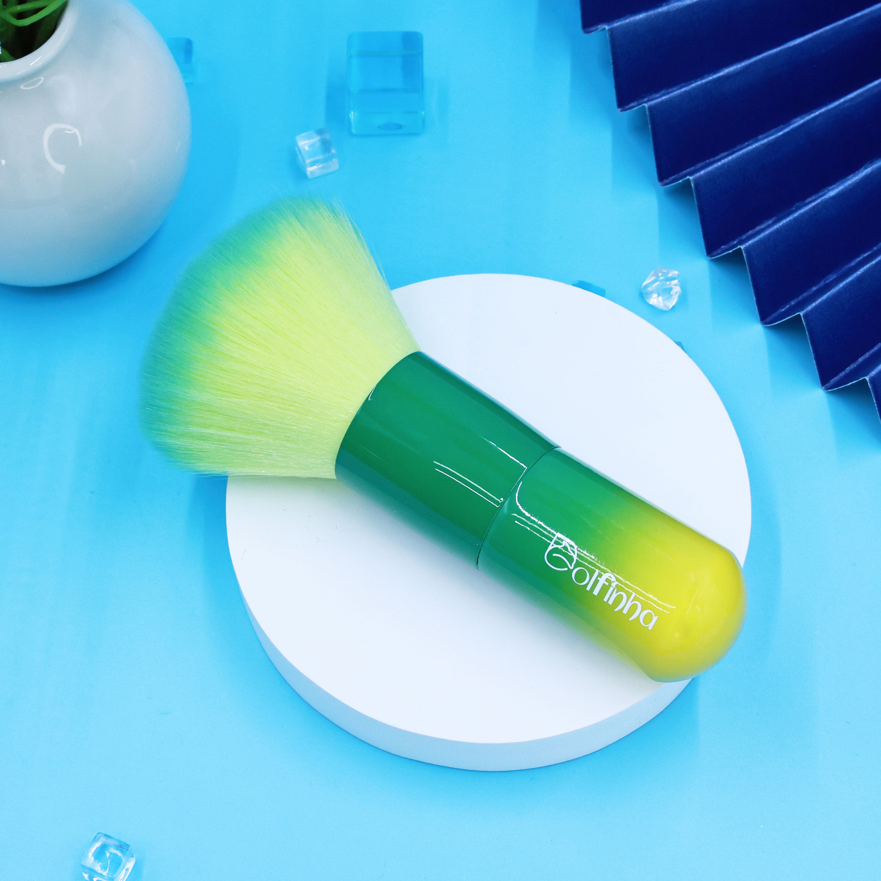 Pincel para pó gradiente verde redondo - Dolfinha