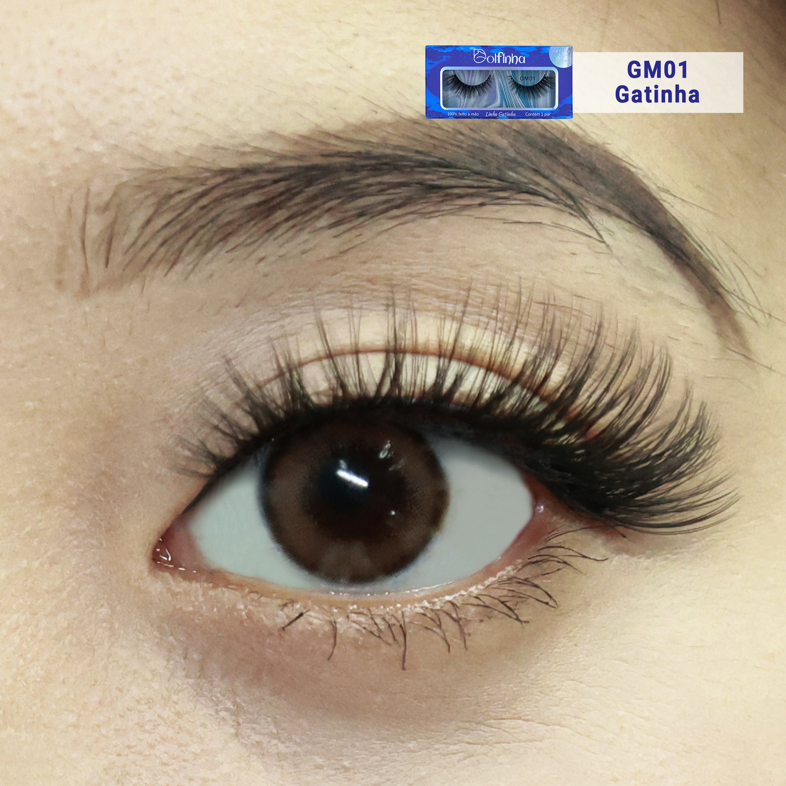 Cílios Postiços Naturais Linha Gatinha GM01 Efeitos 3D- Dolfinha - Dolfinha